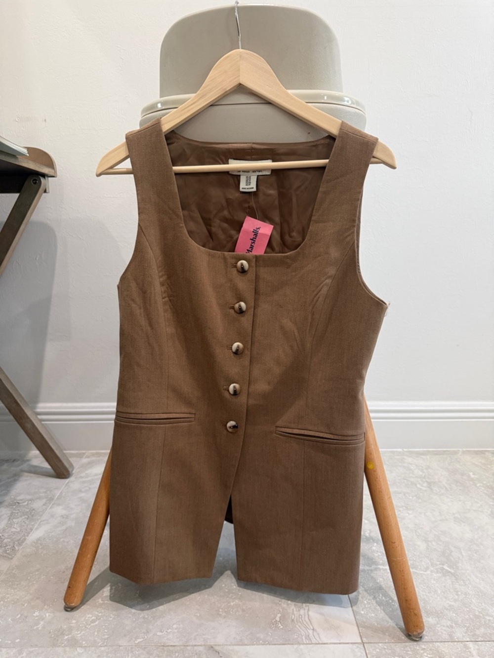 Rachel Zoe Tan Button Down Sleeveless Vest